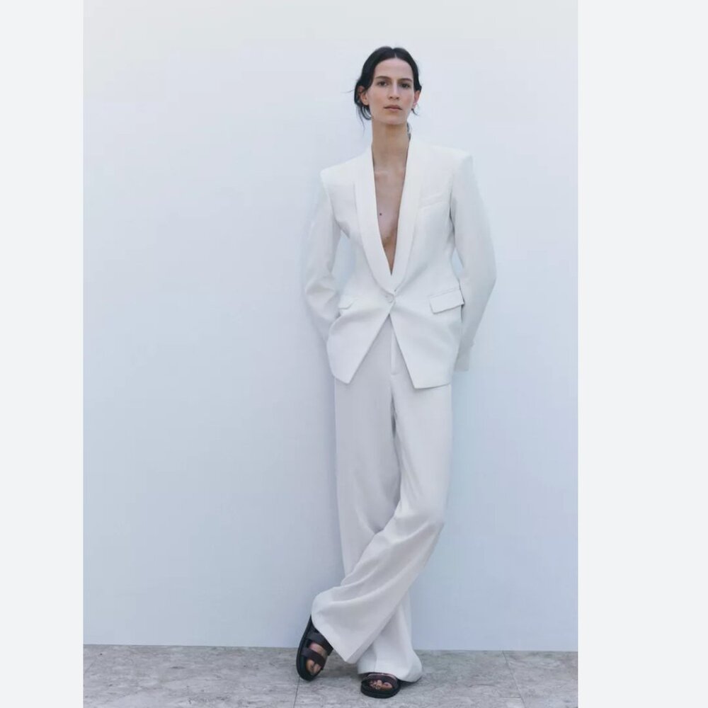 Zara White Blazer & Suit Jacket